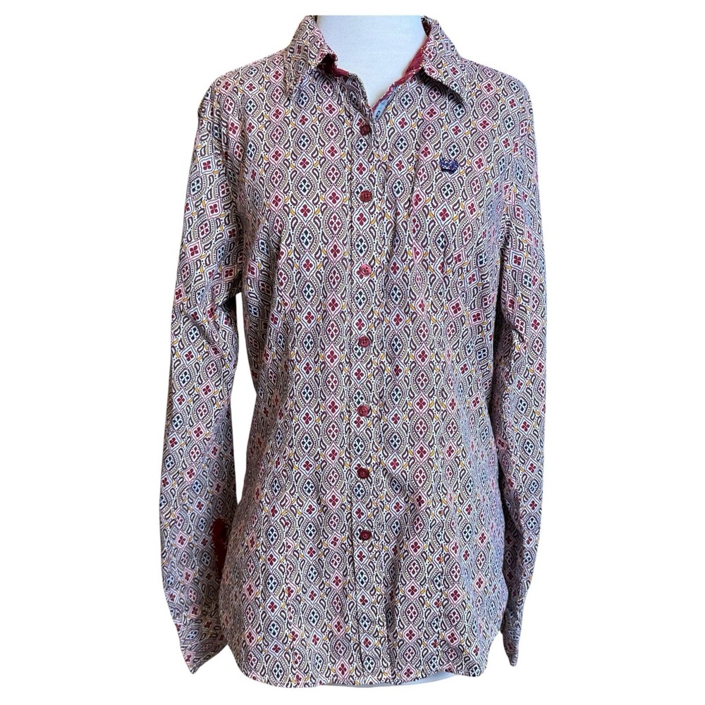 Womens Cinch Western Long Sleeve Red Print MSW9165025 Size Large Fitted